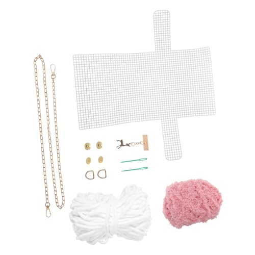 Housoutil 1 Satz Diy-garnbeutel Fächer Tasche Häkeln Stoff Verschlüsse Bausätze Befestigungselemente Griffe Strickset Nagel-kit Herstellung Geldbörse Verschlussrahmen Schnallen Weiß Metall von Housoutil
