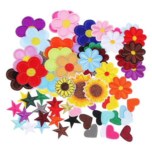 Housoutil 1 Satz Farbenfroher Gestickter Stofffleck Name Applique Patches Bunt Patch Aufnähen Sortiert Kleidungsreparatur Patch Aufnäher Mit Blumenstickerei Süße Aufnäher Stickgarn 71 Stück von Housoutil