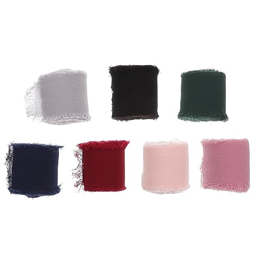 Housoutil 1 Satz Fransenbänder Dekorative Ribbons Für Hochzeiten Diy Handwerk Blumensträuße Pro Rolle Weinrot Schwarz Blush Taupe Marineblau Dunkelgrün 7roll von Housoutil