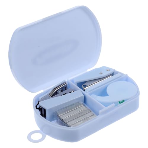 Housoutil 1 Satz Handwerkzeugkasten büroartikel büromaterial Bastelwerkzeug bürogadges bürozubehör statiko werkzeugtasche schreibtisch bürotisch Sammelalbum Mini-Hefter Hefter klein Abs Blue von Housoutil