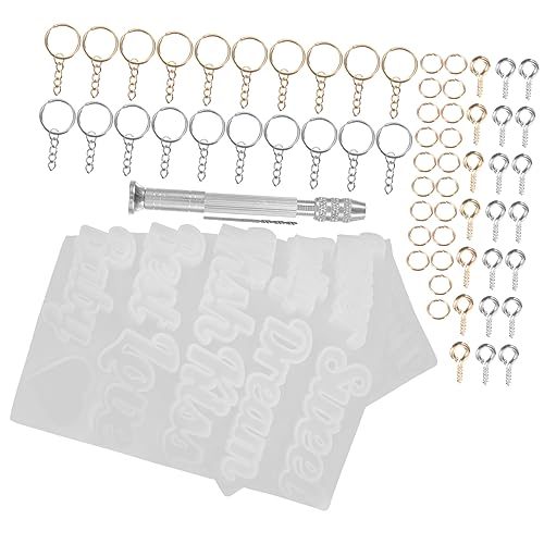 Housoutil 1 Satz Harzform -Schlüsselbund Ton Reiz Schmuck schmücken Handwerk Alphabetformen für Epoxidharz handgefertigte Anhängerform Anhänger zur Herstellung von Formen Kieselgel Weiß von Housoutil