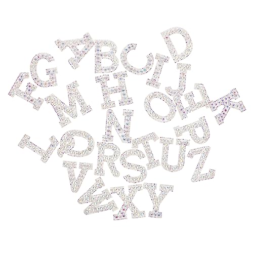 Housoutil 1 Satz Heiße Diamant-buchstabenaufkleber Brief Alphabet Königlich Selbstklebende Buchstaben-patches Applikationen Stich Strass-patches Buchstaben Aufbügeln Silber 26 Stück von Housoutil