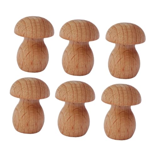 Housoutil 1 Satz Mini-pilzmodell Dekorationen Rosa Ornamente Bausätze Mikrolandschaftsdekoration Mini-pilz Aus Holz Mini-ornament Mikro-pilz-ornament Bonsai-pilz Holzpilz 6 Stück von Housoutil
