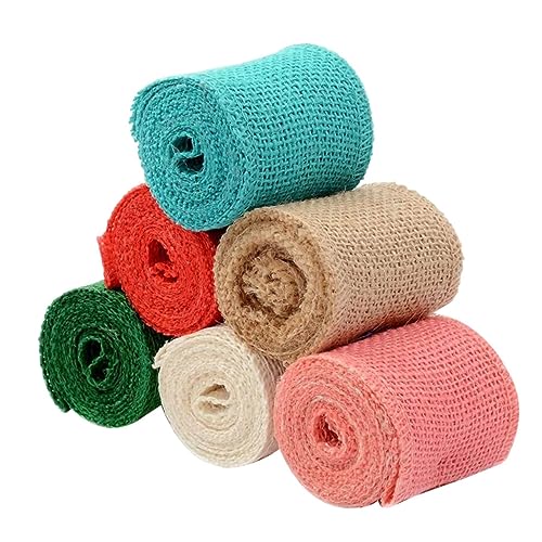 Housoutil 1 Satz Natur Jute Band Rolle Diy Nähmaterial Für Hochzeitsdekoration Retro Geschenkbinden Vielseitig Einsetzbar Für Feiern Und Gartenarbeit 6 Stück von Housoutil