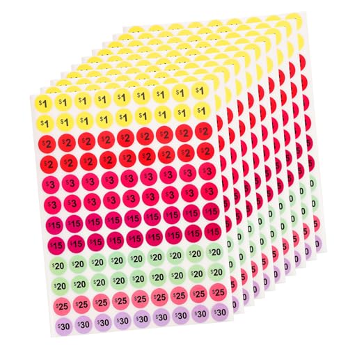Housoutil 1 Satz Preisetiketten Aufkleber Preisstickers Für Einzelhandel Und Kleinunternehmen Runde Form Zur Einfachen Preiskennzeichnung 10 Blatt von Housoutil