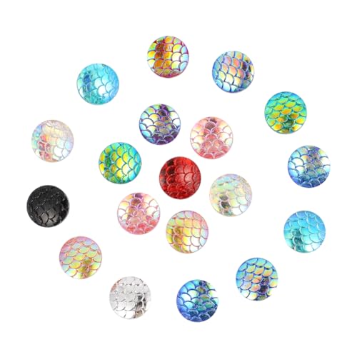 Housoutil 1 Satz Runde Harz Cabochons Meerjungfrau Schuppen Design Flache Rückseite Für Diy Schmuck Bastelbedarf Bunten Farbmischungen 200 Stück von Housoutil