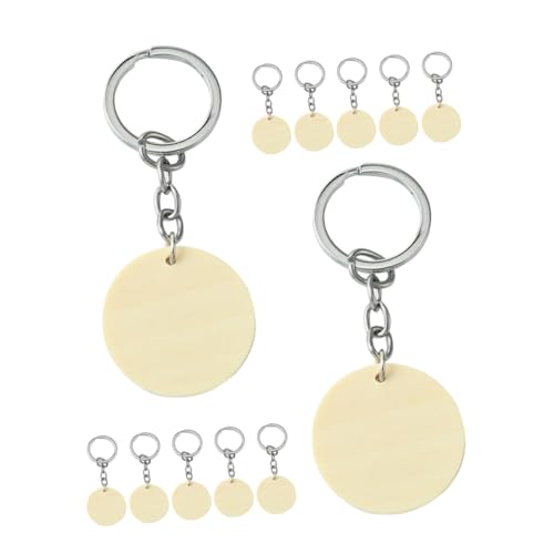 Housoutil 1 Satz Schlüsselanhänger Mit Holzanhänger Holzscheiben Für Mittelstücke Charms Für Die Schlüsselanhängerherstellung Schlüsselanhänger Bezaubert Masse Dinge Zum Anmalen Holzmetall von Housoutil