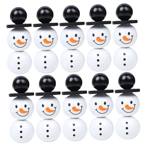 Housoutil 1 Satz Schneemann-dekorationen Herstellung Schneemänner Künstlicher Schnee Armbänder Perlen Ornament Weihnachtsschneemann Dekorationen Zubehör Schneemannförmige Glitzerperlen Holz von Housoutil
