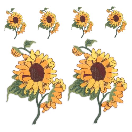Housoutil 1 Satz Sonnenblumen Tuch Aufkleber Nähen Bestickt Sonnenblumen-applikationen Kleidungsflicken Flecken Patch Blumenapplikationen Stickerei Für Dekorativ Vlies Gelb 6 Stück von Housoutil