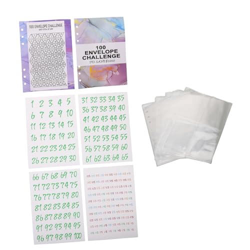 Housoutil 1 Satz Sparen Sie Geld innerer Kern bargeldsparender Ordner Sparordner mit Geldumschlägen Ersparnisse speichern Bargeld-Stuffing-Ordner Geldspar-Challenge-Ordner PVC Transparent von Housoutil