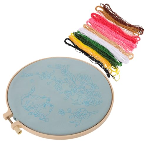 Housoutil 1 Satz Stickset für Anfänger DIY Kreuzstichmaterial mit Katzenmotiven Stickrahmen für Zuhause von Housoutil