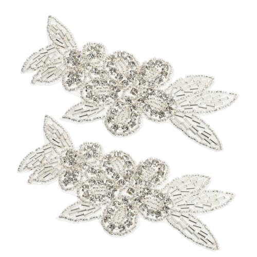 Housoutil 1 Satz Strassapplikationen Blumen Patches Für Diy Kleidung Dekoration Funkelnde Rhinestone Verzierung Für Hochzeitskleider Taschen Hüte Und Accessoires 2 Stück von Housoutil