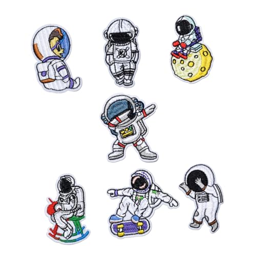 Housoutil 1 Satz Teiliges Cartoon Astronauten Stickerei Patches Diy Kleidung Zubehör Für Kreative Nähprojekte Zum Dekorieren Und Reparieren Von Kleidung Rucksäcken Und Mehr 7 Stück von Housoutil