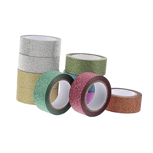 Housoutil 1 Satz Teiliges Diy Dekoratives Glitzer Klebeband Buntes Washi Tape Für Bastelprojekte Und Journals Leicht Abreißbar Und Selbstklebend 10 Stück von Housoutil