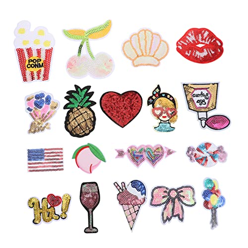 Housoutil 1 Satz Teiliges Glitzer Stickerei Patches Für Kleidung Diy Applikationen Zum Aufbügeln Für Kleider Taschen Jeans Und Mehr 18 Stück von Housoutil