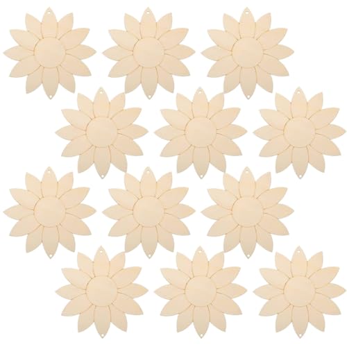 Housoutil 1 Satz Teiliges Unbemalter Holz Ausschnitte für DIY Sonnenblumen Dekorationen mit Satinband und Jute Schnur zum Malen und Basteln für Partys und Hochzeiten von Housoutil