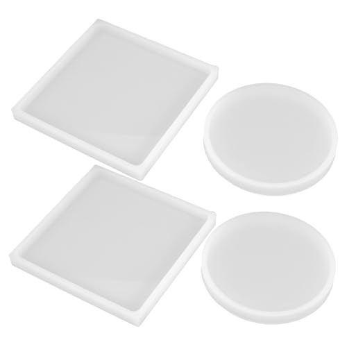 Housoutil 1 Satz Teiliges Untersetzer Gießformen DIY Epoxidharz Coaster Moulds Für Tischdekorationen rutschfest Und Einfach Zu Entformen Für Zuhause Und Büro 4 Stück von Housoutil