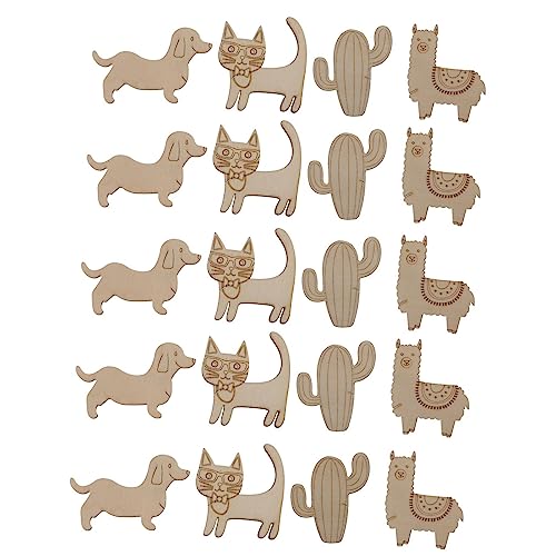 Housoutil 1 Satz Tierförmige Holzscheiben Teiliges Unbemalte Holzstücke Für Diy Bastelprojekte Zum Malen Und Gestalten Von Individuellen Dekorationen Und Geschenken 20 Stück von Housoutil