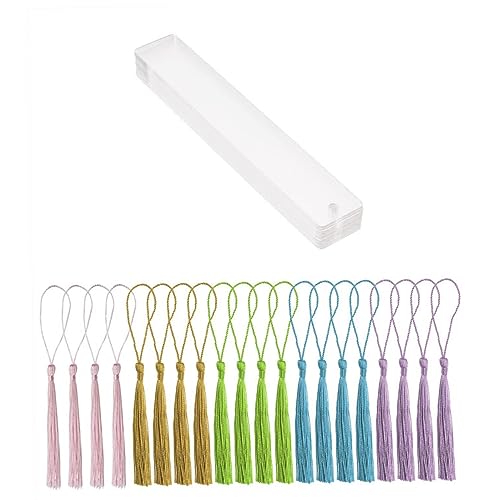 Housoutil 1 Satz Transparente Acryl Lesezeichen mit Quasten Blanko Lesezeichen für Diy Bastelprojekte Personalisierbare Buchzeichen mit Vorgebohrten Löchern und Bunten Quasten von Housoutil