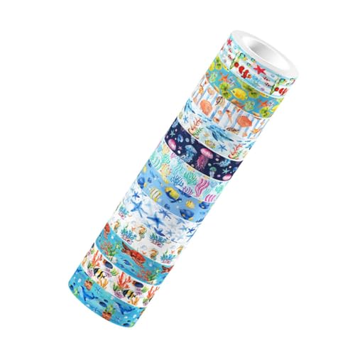 Housoutil 1 Satz Unterwasserbiotape Szene Journaling Tagebuch Papierhandwerk Für Blau Pastell Schrott Scrapbooking Band Erwachsene Sammelalbum Zeitschrift Bausätze Aufkleber 12rollen von Housoutil