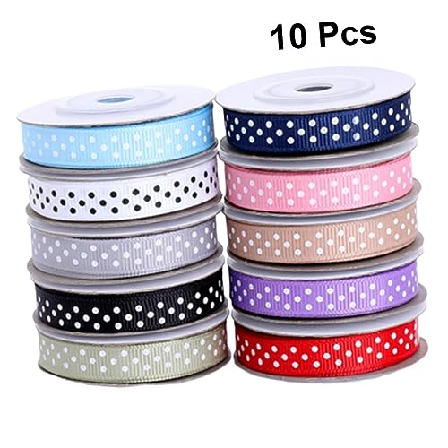 Housoutil 1 Satz Yards Punktmuster Ripsband Geschenkband Für Diy Basteln Und Partydekorationen Breit Vielseitig Einsetzbar Teilig 10 Rollen von Housoutil