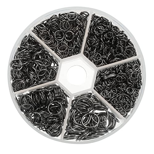 Housoutil 1 Schachtel Biegeringe für die Schmuckherstellung bastelzeug bastel materialien schmuckwerkzeuge Sprungring Teilt offen Armband Biegering Verbindungsringe für Schmuck Eisen Black von Housoutil