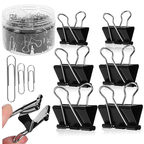 Housoutil 1 Schachtel Binder Clips Set Teiliges Set Silber und Schwarz Praktische Büroklammern Verschiedenen für Dokumentenorganisation für Büro Schule und Zuhause von Housoutil