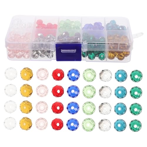 Housoutil 1 Schachtel Bunte Glasperlen Facettierte DIY Schmuckperlen für Kreative Bastelprojekte Aufbewahrungsbox für Armbänder und Designs von Housoutil