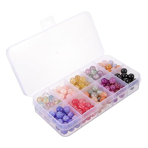 Housoutil 1 Schachtel Diy Runde Glasperlen Bunte Natürliche Steinperlen für Armbänder und Ohrringe Bastelzubehör für Kreative Schmuckherstellung von Housoutil
