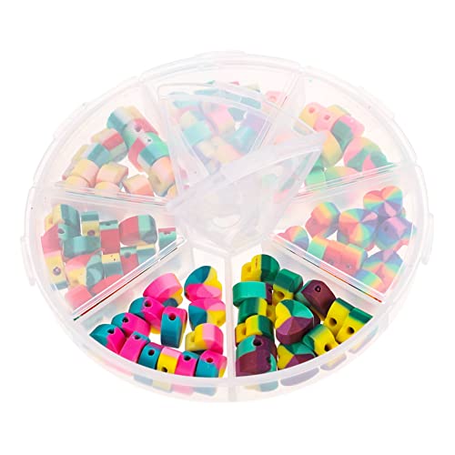 Housoutil 1 Schachtel Farben Herz Spacer Perlen Box Weiche Polymer Clay Schmuckperlen für DIY Armband Halskette Ohrring Basteln Kleine Bunte Herzperlen für Vielseitige Schmuckgestaltung von Housoutil
