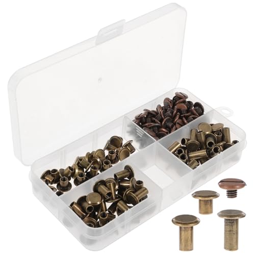 Housoutil 1 Schachtel Lederhandwerk Nieten Doppelkappe Rivets für DIY Kleidung Schuhe Taschen Gürtel Reparatur und Dekoration Robust Bronzefarbene Metallnieten für Vielseitige von Housoutil