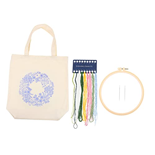 Housoutil 1 Set Bestickte Canvas Tasche DIY Stickset Tragetasche Bastel Alphabet Sticktasche Stick Einfaches Cleveres Stickset Für Anfänger Nähprojekttasche Damentaschen von Housoutil
