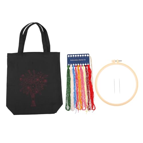 Housoutil 1 Set Bestickte Canvas Tasche Geldbörse Anfängertaschen Tragetasche Für Stoff Canvas Tasche Stickset Weiße Handtasche Damen Schulter Sticksets Canvas Umhängetasche von Housoutil