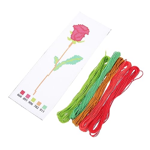 Housoutil 1 Set DIY Stickerei Lesezeichen Materialien Bunte Armband Gestempelt Leinen DIY Kreuz Stich Lesezeichen von Housoutil