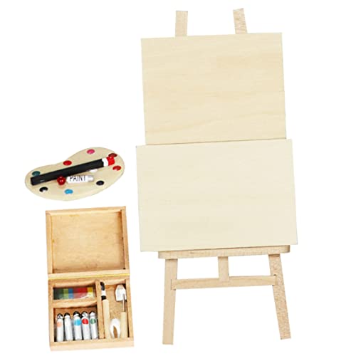 Housoutil 1 Set Puppenhaus Maler Modellbausätze Marken Miniatur Tiere Küche Mini Bausatz Mini Staffelei Ständer Miniatur Puppenhaus Haustür Zubehör Puppenhaus Holz von Housoutil