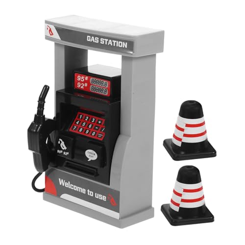 Housoutil 1 Set Tankstellenspielzeug Tankstelle Kognitives Leitkegel Schilder Zapfsäulenstation Modell Kinderspielzeug Puppenhausdekor Tankstellen Requisite Stationsbaumodell von Housoutil
