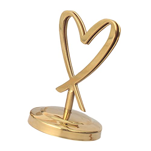 Housoutil 1 Stück Herzgeformte Metall-Visitenkartenhalter Speisekarte Hochzeit Bildhalter für Schreibtisch Desktop - Kartenhalter Tisch Grußkartenhalter Überzug Golden von Housoutil