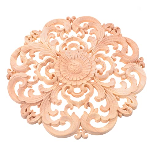 Housoutil 1 Stück Runde Holzapplikation Unlackiert Geschnitzte Dekoration für Tür Möbel und Wände Vintage Holzornament für Diy Projekte Elegantes Design Housoutil 1 Stück Runde Holzapplikation Unlackiert Geschnitzte Dekoration für Tür Möbel und Wände Vintage Holzornament für Diy Projekte Elegantes Design von Housoutil