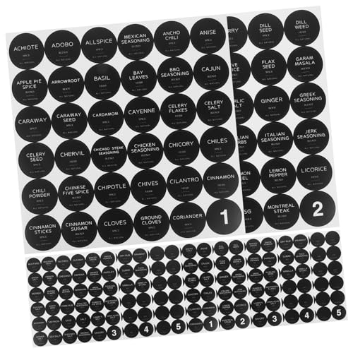 Housoutil 10 Blatt Gewürzetikett klein Flasche Minimalistisch Selbstklebend Markierungsklassifizierungsaufkleber Klebeetiketten für Gewürzregale Aufkleber Etiketten Papier Schwarz von Housoutil