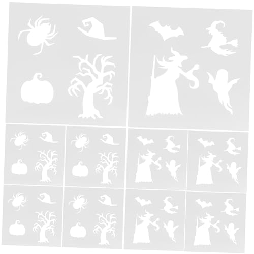 Housoutil 10 Blatt Teiliges Halloween Malschablonen Wiederverwendbare Kompakte Transparente Pet Sprühschablonen für Robuste Kunststoffvorlagen für Präzises Malen und DIY Bastelprojekte von Housoutil