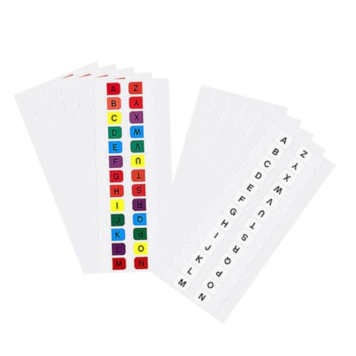 Housoutil 10 Blatt farbige Alphabet-Klebestreifen für Notizbücher, Akten und Organisation, farbige weiße Index-Etiketten für Zuhause, Büro und Schule von Housoutil