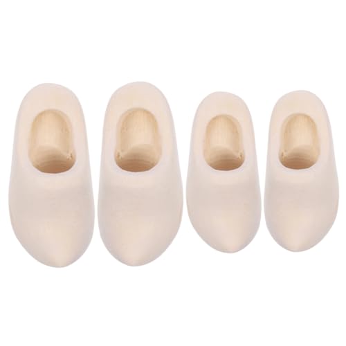 Housoutil 10 Paar Mini Holzclogs DIY Bastelbedarf für Puppenhaus Zubehör Unvollendete dekorative Schuhe für Miniatursammlung und Urlaubsprojekte von Housoutil