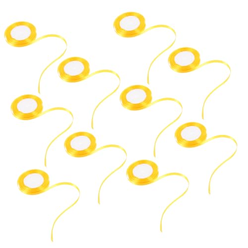 Housoutil 10 Rollen Geschenkband Chiffonband Juteband Regenbogenband Dünnes Geschenkband Bastelband Goldband Weihnachtsband Bänder Zum Basteln Gelb Polyester Golden von Housoutil