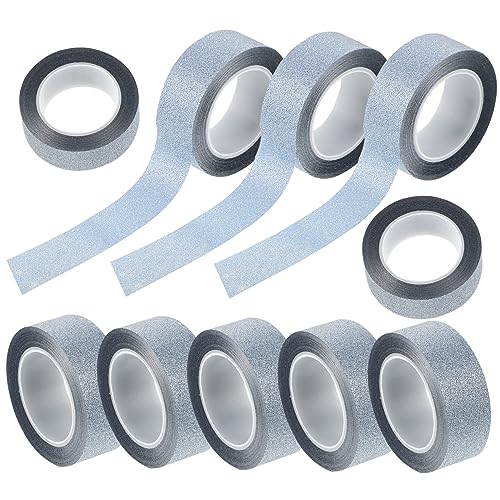 Housoutil 10 Rollen Glitzer Washi Tape Set Dekorative Klebebänder für Scrapbooking Diy Handwerk Tagebuchgestaltung Selbstklebend Himmelblau mit Glitzereffekt von Housoutil