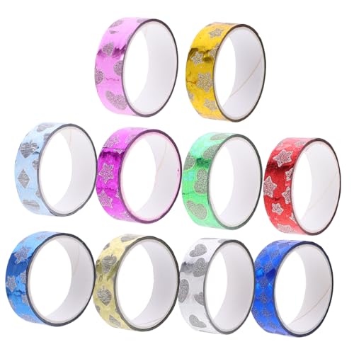 Housoutil 10 Rollen Goldpulver Klebeband Bastelband Dünne Washi Klebebänder Scrapbook DIY Klebebänder Geschenkband Retro Scrapbook Washi Tape Scrapbook Dekorband Vintage Washi Tape von Housoutil