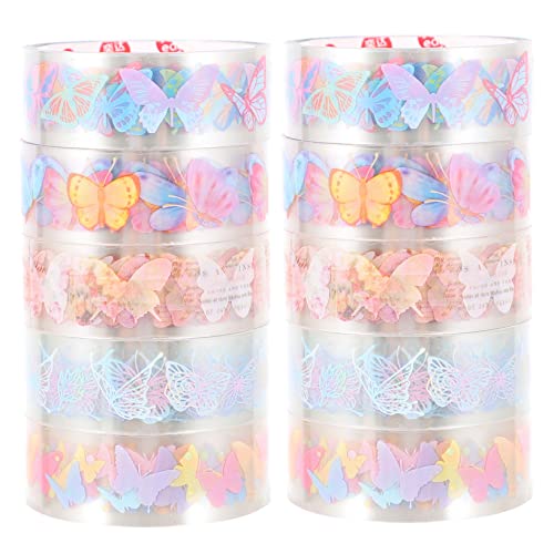 Housoutil 10 Rollen Washi Tape Set Dekoratives Klebeband Pet für Scrapbooking Journals und Diy Projekte zum Gestalten von Fotoalben und Karten Schmetterlingsdesign von Housoutil