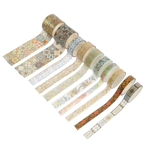 Housoutil 10 Rollen Washi-tape-aufkleber Scrapbooking Handwerk Schrott Gold Abziehbilder Zum Basteln Bastelband Handkontoaufkleber Dekorationsband Dekoratives Klebeband Diy -aufkleber Papier von Housoutil
