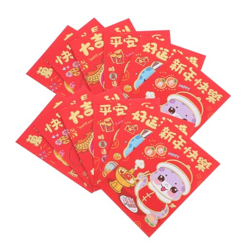 Housoutil 10 Sätze Cartoon-Schlangenumschlag rote Geldumschläge für Bargeld Geldumschläge für das neue Jahr faltbares rotes Paket Chinesische Neujahrsmünze, rote Umschläge Rote Tasche Papier von Housoutil