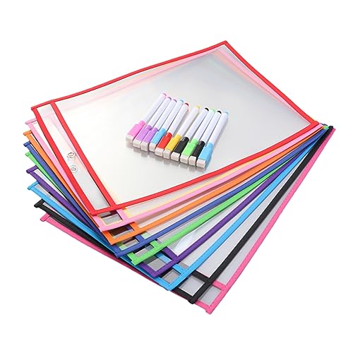 Housoutil 10 Sätze Wiederverwendbare PVC Dokumententasche Abwischbare Aufbewahrung für Bürobedarf Transparentes Design für Schule und Kreative Aktivitäten für Lernhilfen und Organisation von Housoutil