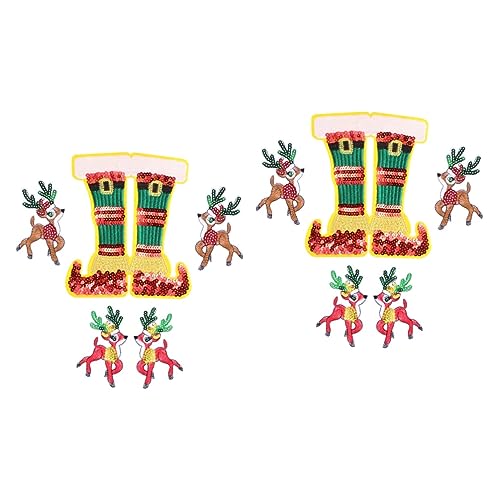 Housoutil 10 Stck. Weihnachts Embroidered Deer Patches Dekorative Aufnäher für Kleidung DIY Applikationen für Mäntel Hüte Taschen Hochwertige Stickerei zur Reparatur und Verschönerung von von Housoutil